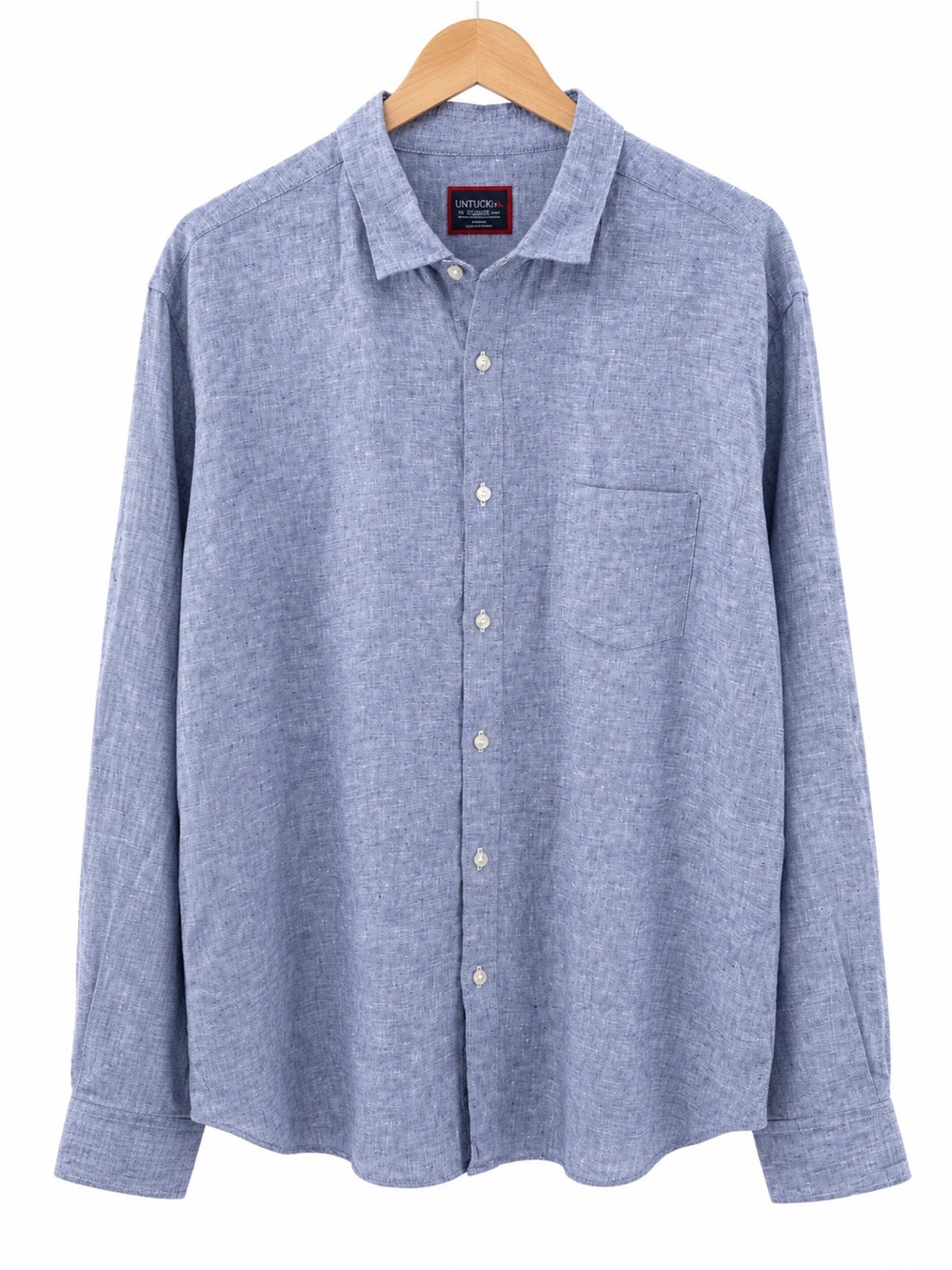 UNTUCKit Vin Santo WR Blue 100% Linen Slim Fit Button Up Shirt Men's XXL